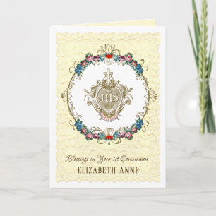 Cartes Pour Fêtes Annuelles Religieux Vintage Première Sainte Communion cathol