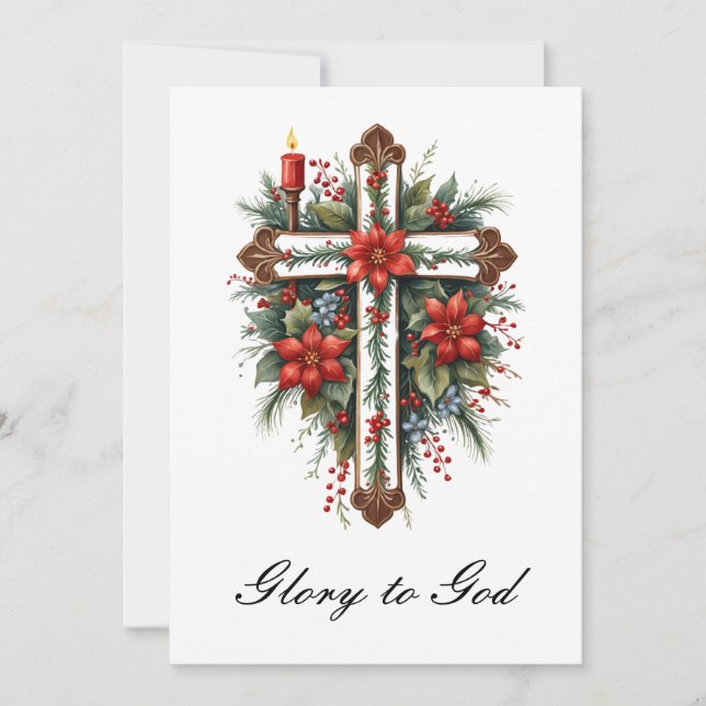 Cartes Pour Fêtes Annuelles Religion simple Croix chrétienne Noël Jésus (Devant)