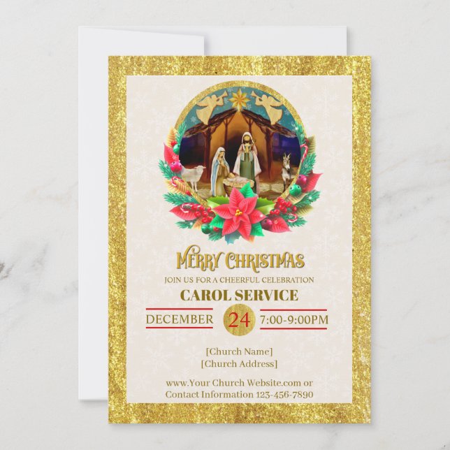 Cartes Pour Fêtes Annuelles Religious Christian Church Christmas Carol Service (Devant)