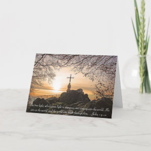 Cartes Pour Fêtes Annuelles Religious Cross on the Mountain Bible Verset John