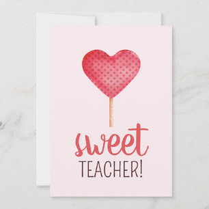 Cartes Pour Fêtes Annuelles Remerciement à l'enseignant avec bonbons rose en f