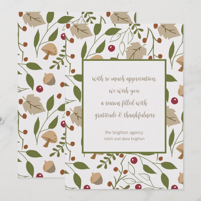Cartes Pour Fêtes Annuelles Remerciement de Thanksgiving pour la feuillaison a (Devant / Derrière)