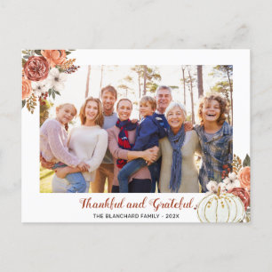 Cartes Pour Fêtes Annuelles Remerciements Automne Floral Photo Thanksgiving