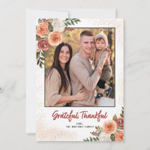 Cartes Pour Fêtes Annuelles Remerciements Heureux Béni Deux Photo Thanksgiving