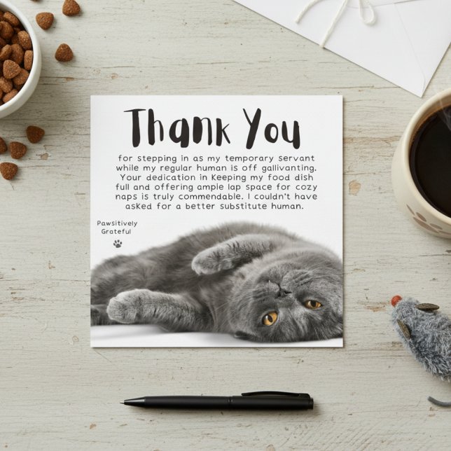 Cartes Pour Fêtes Annuelles Remerciements Pawsitentifs Substituer le Merci hum (Pawsitively Grateful Substitute Human Thank You Card)