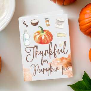 Cartes Pour Fêtes Annuelles Remerciements pour Citrouille Pie Aquarelle modern