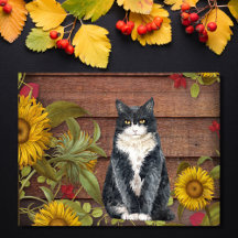 Remerciez Chat et Fleurs de soleil L'automne Thank
