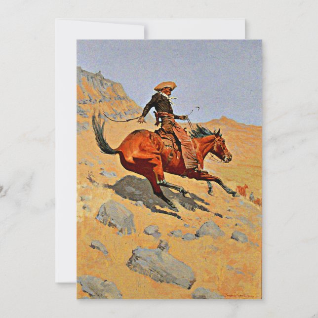 Cartes Pour Fêtes Annuelles Remington - Le Cowboy, célèbre peinture (Devant)