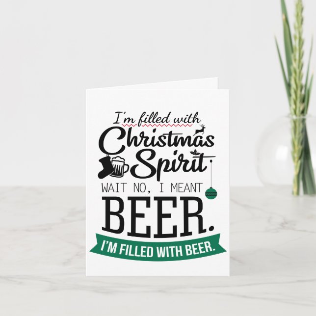 Cartes Pour Fêtes Annuelles Rempli de bière de vacances | Joyeux Noël drôle (Devant)