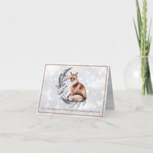 Cartes Pour Fêtes Annuelles Renard aquarelle et neige personnalisé