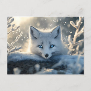 Cartes Pour Fêtes Annuelles Renard arctique aux yeux bleus submergeants