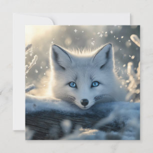 Cartes Pour Fêtes Annuelles Renard arctique aux yeux bleus submergeants