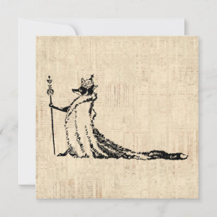 Cartes Pour Fêtes Annuelles Renard avec Couronne Illustration d'antiquité Art 