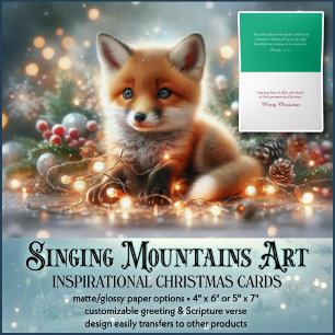 Cartes Pour Fêtes Annuelles Renard boisé Festif Avec Bible Verse Noël