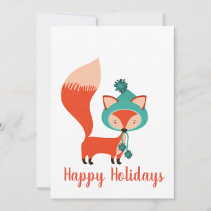 Cartes Pour Fêtes Annuelles Renard Casquette d'hiver moderne