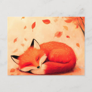 Cartes Pour Fêtes Annuelles Renard couché dans la forêt d'automne
