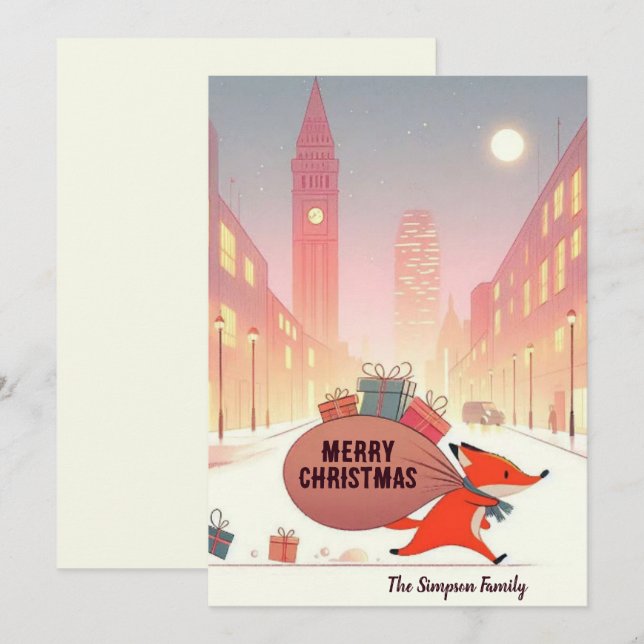 Cartes Pour Fêtes Annuelles Renard de Londres (Devant / Derrière)