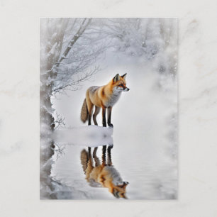 Cartes Pour Fêtes Annuelles Renard de Yule au solstice d'hiver Neige d'hiver