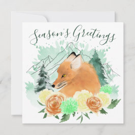 Cartes Pour Fêtes Annuelles Renard d'hiver Joyeuses Fêtes floraux