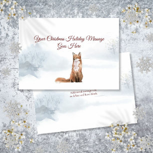 Cartes Pour Fêtes Annuelles Renard d'hiver personnalisé Élégant Script Noël