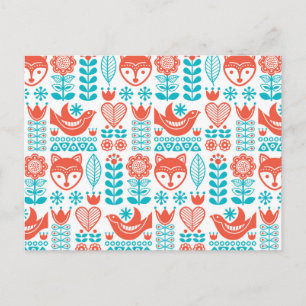 Cartes Pour Fêtes Annuelles Renard finlandais et Motif d'art folklorique