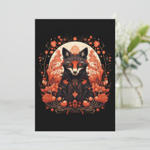 Cartes Pour Fêtes Annuelles Renard gothique et fleurs