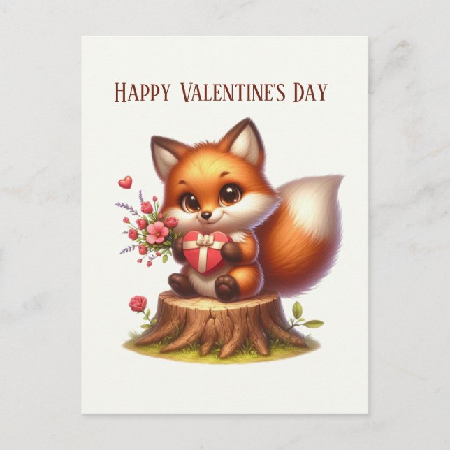 Cartes Pour Fêtes Annuelles Renard Heureuse Sainte-Valentin (Devant)