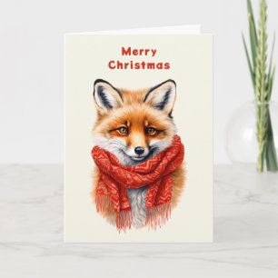 Cartes Pour Fêtes Annuelles Renard mignon avec une écharpe rouge Image d'autom