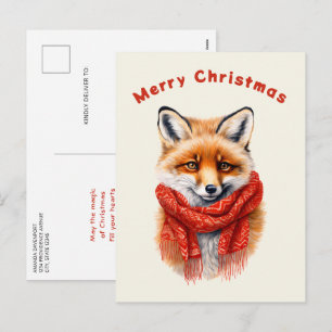Cartes Pour Fêtes Annuelles Renard mignon dans une image d'automne avec une éc