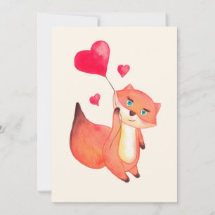 Cartes Pour Fêtes Annuelles Renard rouge au coeur