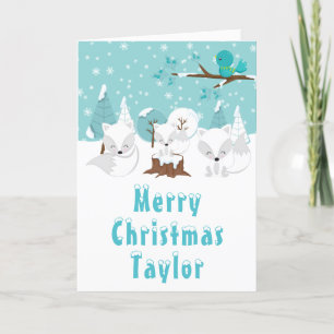 Cartes Pour Fêtes Annuelles Renards de l'Arctique Wonderland Joyeux Noël