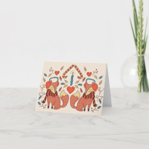 Cartes Pour Fêtes Annuelles Renards de Noël