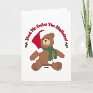 Cartes Pour Fêtes Annuelles Rencontre-moi sous le gui ! Ours en peluche de Noë