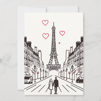 Cartes Pour Fêtes Annuelles Rencontre romantique à la Tour Eiffel - L'amour fl