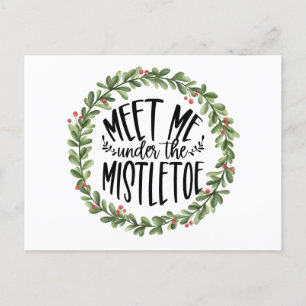 Cartes Pour Fêtes Annuelles Rencontrez-moi sous la couronne d'aquarelle Mistle