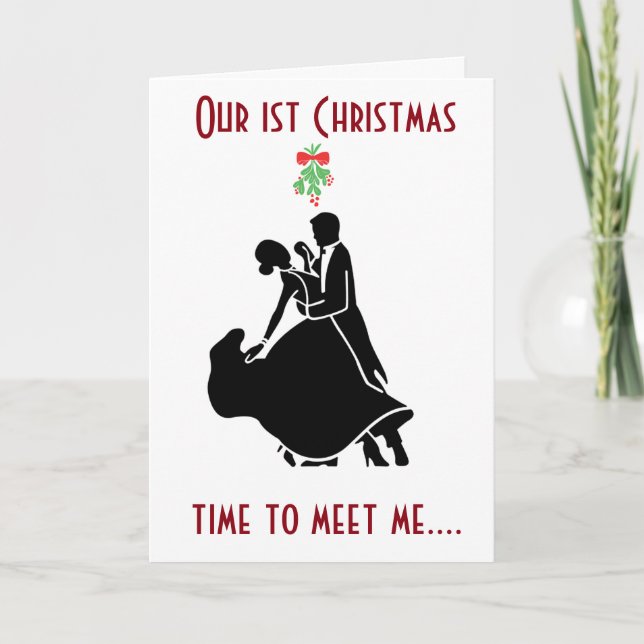 CARTES POUR FÊTES ANNUELLES **RENCONTREZ-MOI SOUS LA MISTLETOE** NOTRE 1ÈRE NO (Devant)