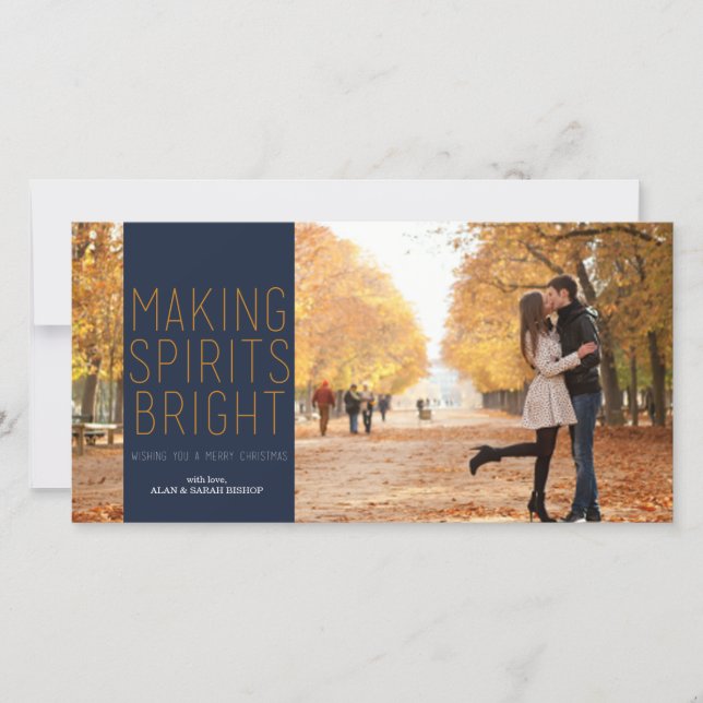 Cartes Pour Fêtes Annuelles Rendre les esprits brillants - Marine et Fuschia (Devant)