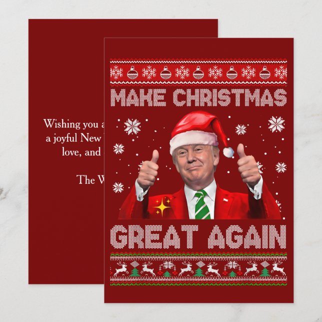 Cartes Pour Fêtes Annuelles Rendre Noël super encore, drôle Noël Trump (Devant / Derrière)
