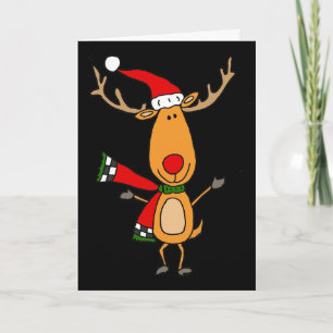 Cartes Pour Fêtes Annuelles Renne au nez rouge mignon drôle de Rudolph