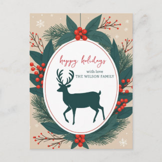 Cartes Pour Fêtes Annuelles Renne Botanique Moderne Noël Fêtes