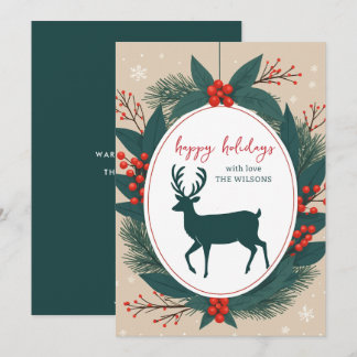 Cartes Pour Fêtes Annuelles Renne Botanique Noël Moderne