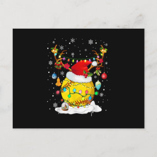 Cartes Pour Fêtes Annuelles Renne & Chapeau du Père Noël Softball Maman drôle 