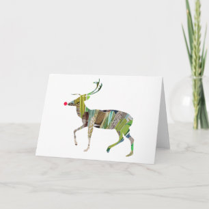 Cartes Pour Fêtes Annuelles Renne Coloré Bel Art de Collage Rudolf
