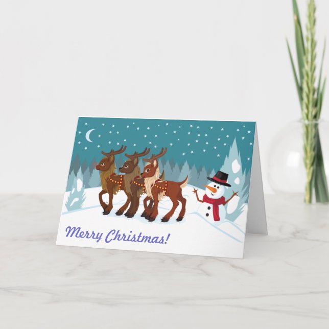 Cartes Pour Fêtes Annuelles Renne dans la neige (Devant)