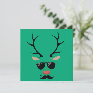 Cartes Pour Fêtes Annuelles Renne drôle de Noël Hiver Famille Cerf mignon 