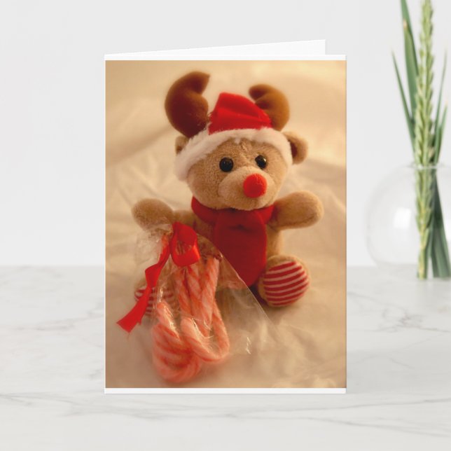 Cartes Pour Fêtes Annuelles Renne et sucre de canne de calotte (Devant)