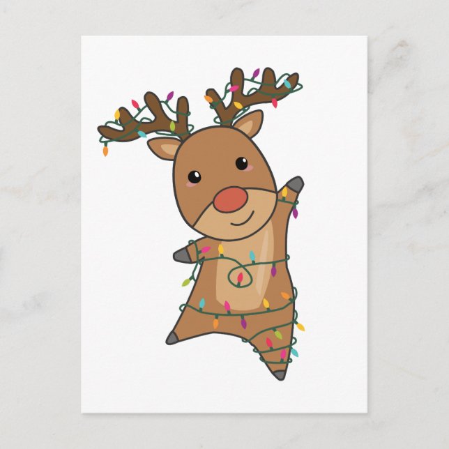 Cartes Pour Fêtes Annuelles Renne Joyeux Noël Animaux d'hiver Cerf (Devant)
