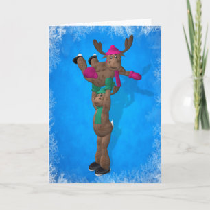 Cartes Pour Fêtes Annuelles Renne lunatique de danse sur glace
