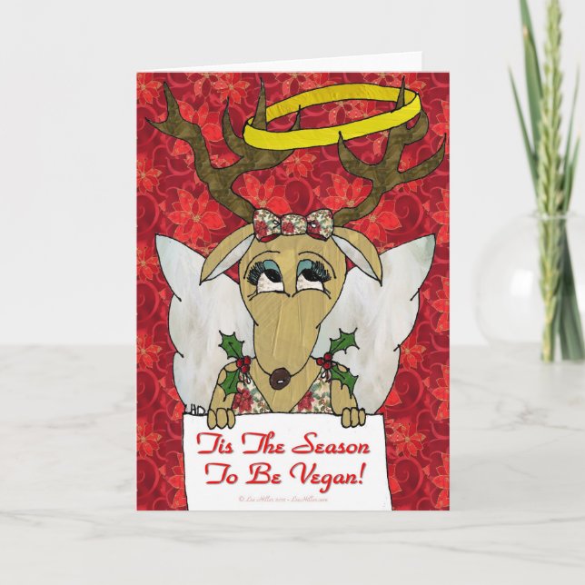 Cartes Pour Fêtes Annuelles Renne Tis la saison à être cadeaux végétaliens (Devant)