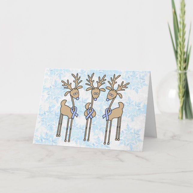 Cartes Pour Fêtes Annuelles Rennes à ruban bleu clair (Devant)